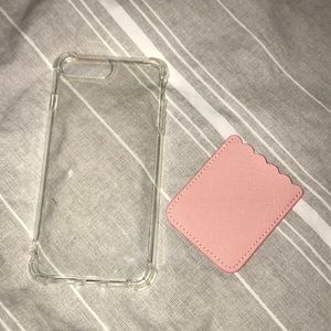 iPhone 7/8+ clear silicon/rubber case &card holder